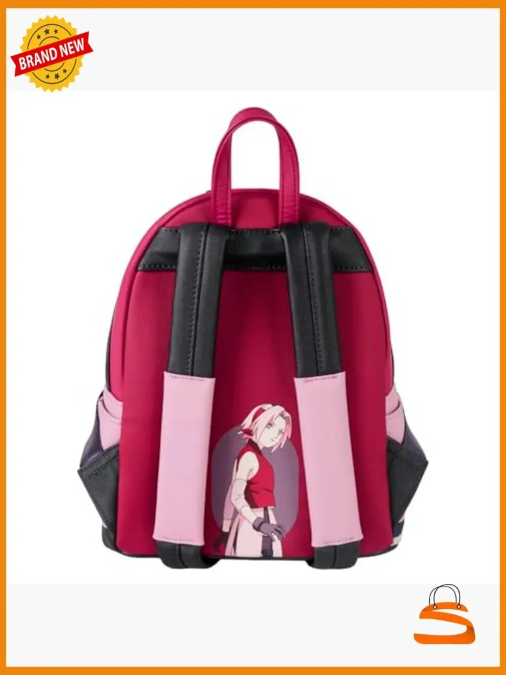 Naruto Sakura Cosplay Mini Backpack, Faux Leather, Adjustable Straps